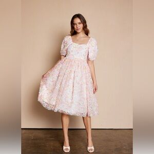 Gorgeous midi pink flowery dress-brand new with tags, never worn